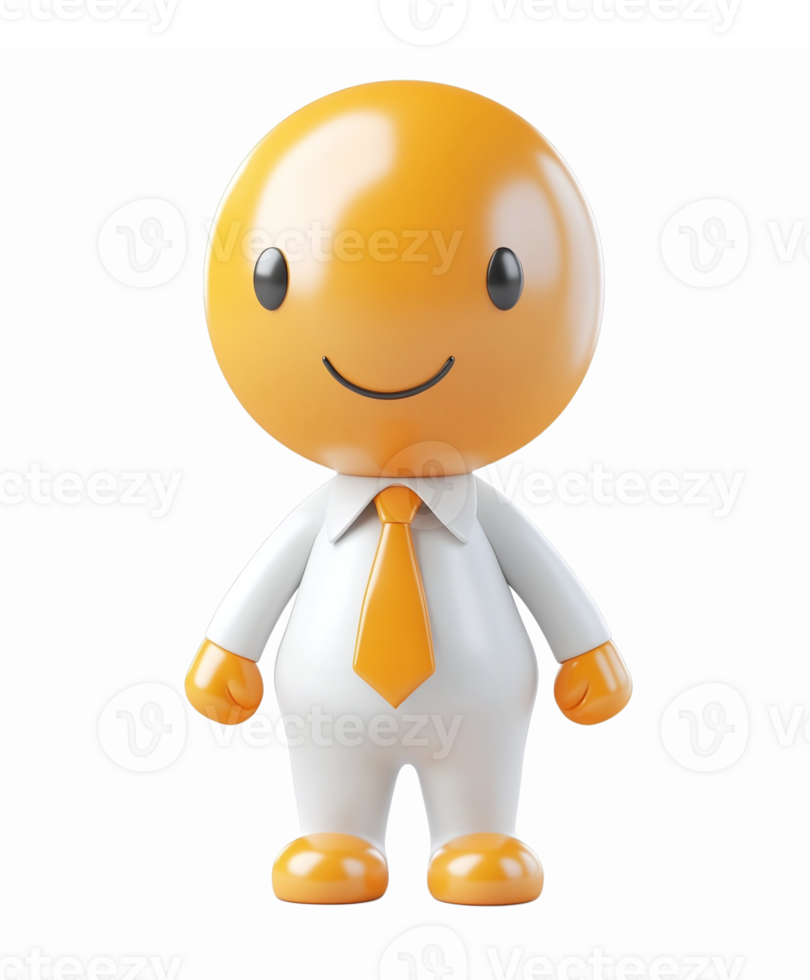 Cheerful Businessman Character with Orange Head and Tie in Professional Attire png
