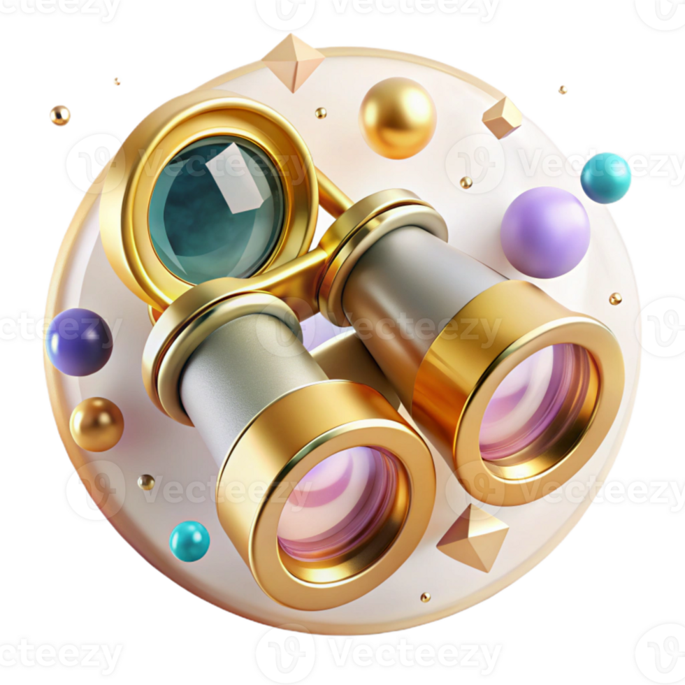 elegant modern Opera Glasses Transparent Background with Gold Trim authentic png