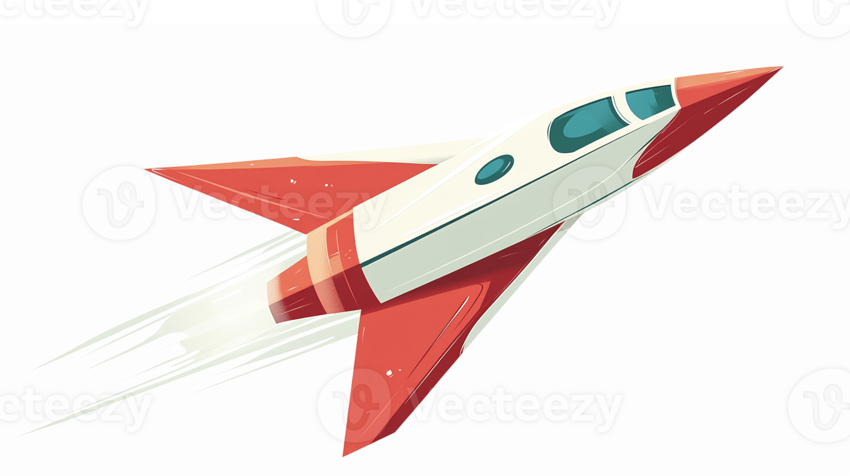 Retro Rocket Ship Flying Through Space with Speed Lines and Vibrant Colors png