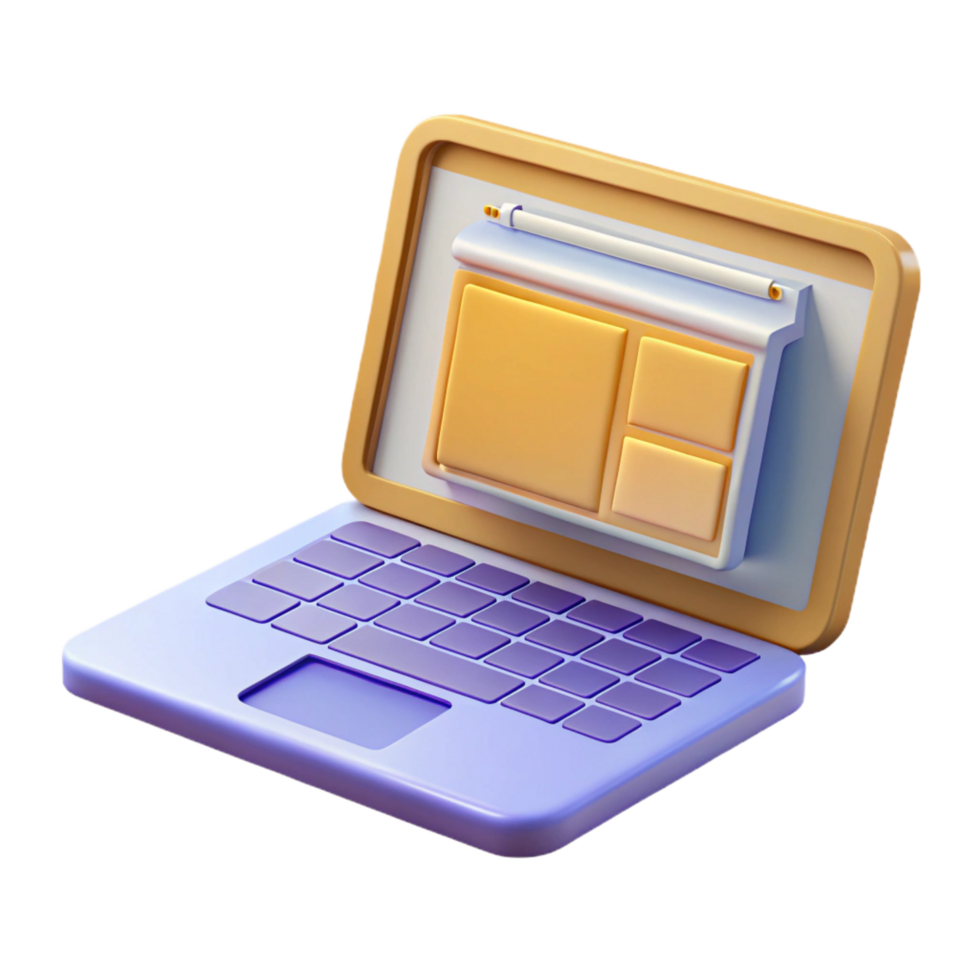 degno di nota classico il computer portatile computer con Aperto coperchio visualizzazione sito web wireframe genuino png