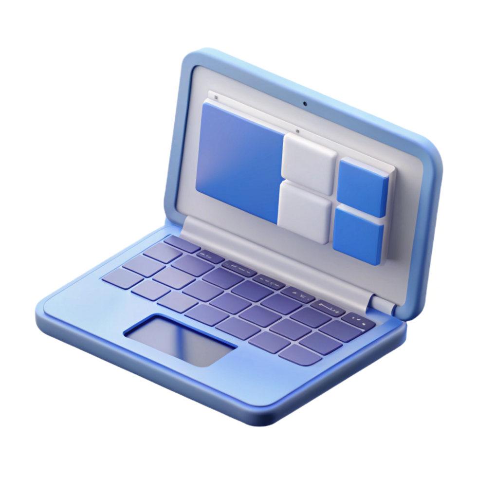 meraviglioso contemporaneo il computer portatile computer con Aperto coperchio visualizzazione sito web wireframe alto risoluzione png