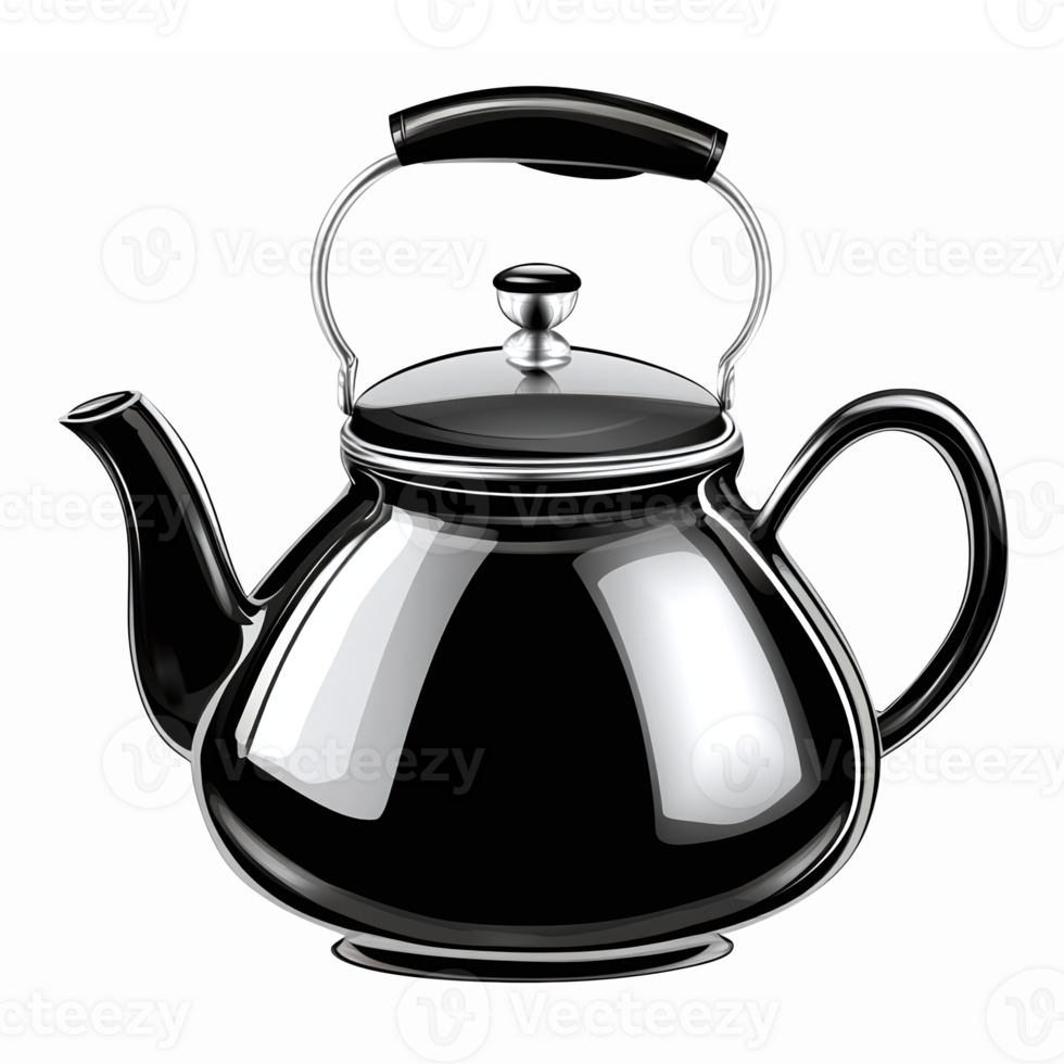 Elegant Black Teapot Design with Glossy Finish for Kitchen and Culinary Use png
