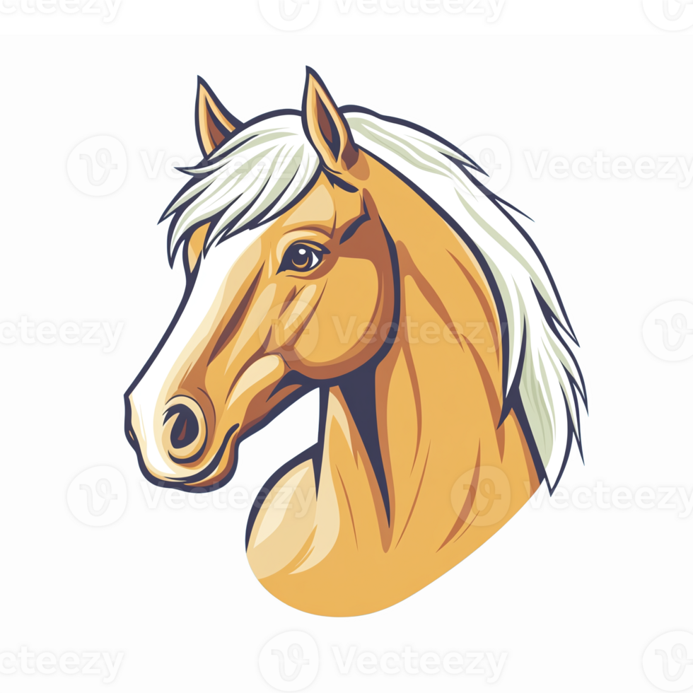 Realistic Golden Horse Head Illustration with Flowing Mane for Equestrian Enthusiasts png