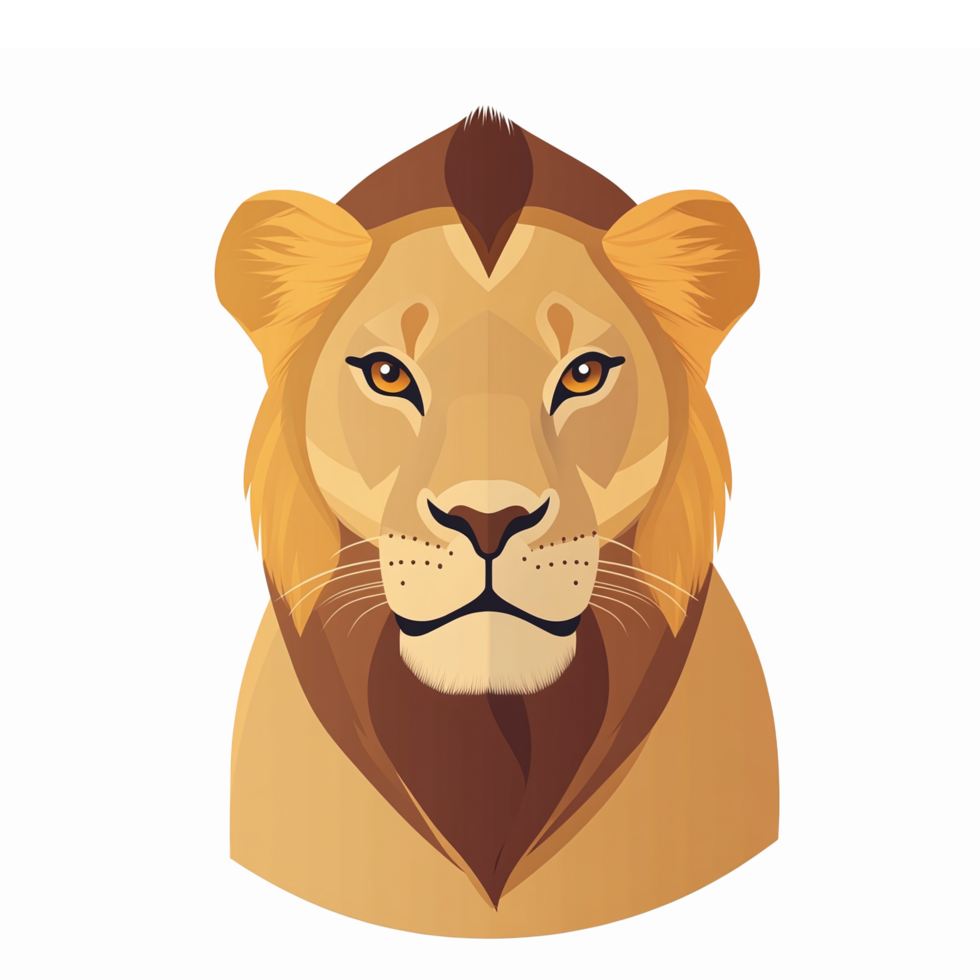 Majestic Lion Head Illustration in Vibrant Colors with a Transparent Background png