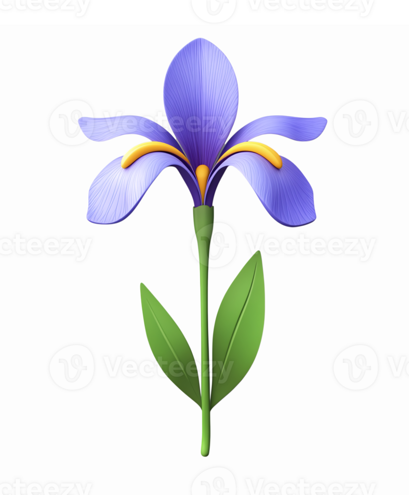 Beautiful Purple Iris Flower with Green Leaves on Transparent Background for Nature Themes png