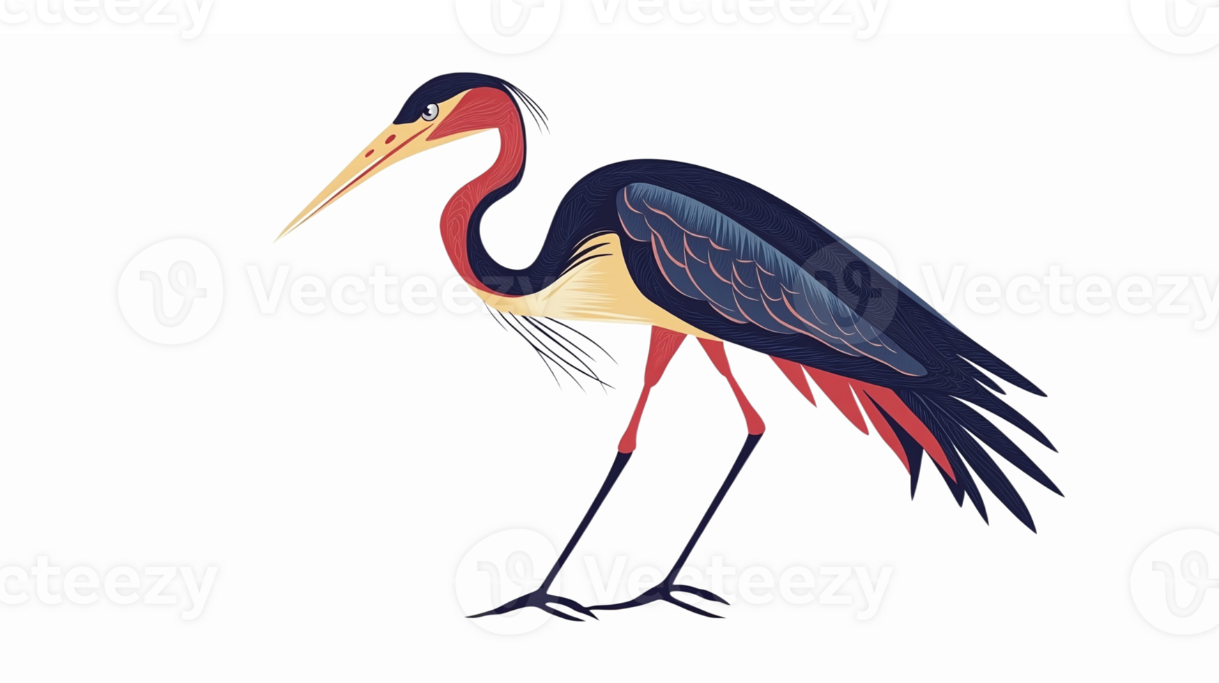 Elegant Heron Illustration with Vibrant Colors for Nature Themes and Eco-Friendly Designs png