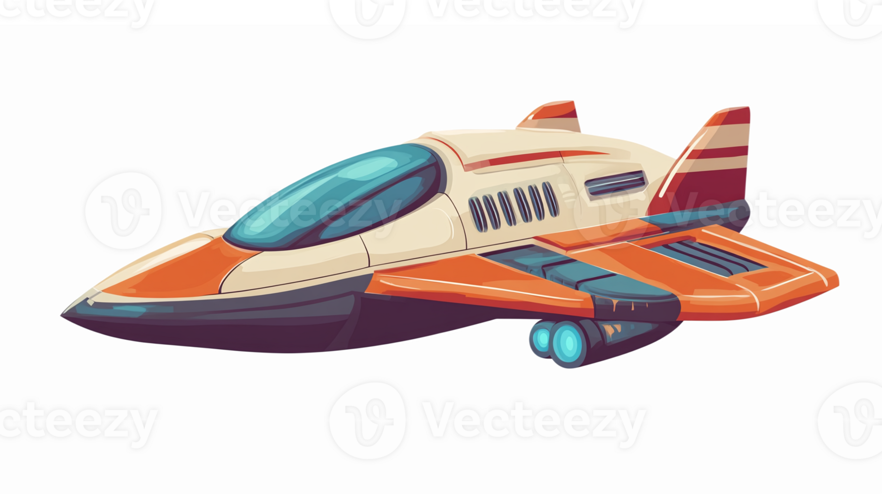 Retro Futuristic Jet Aircraft in Colorful Design with Sleek Aesthetics and Transparent Background png