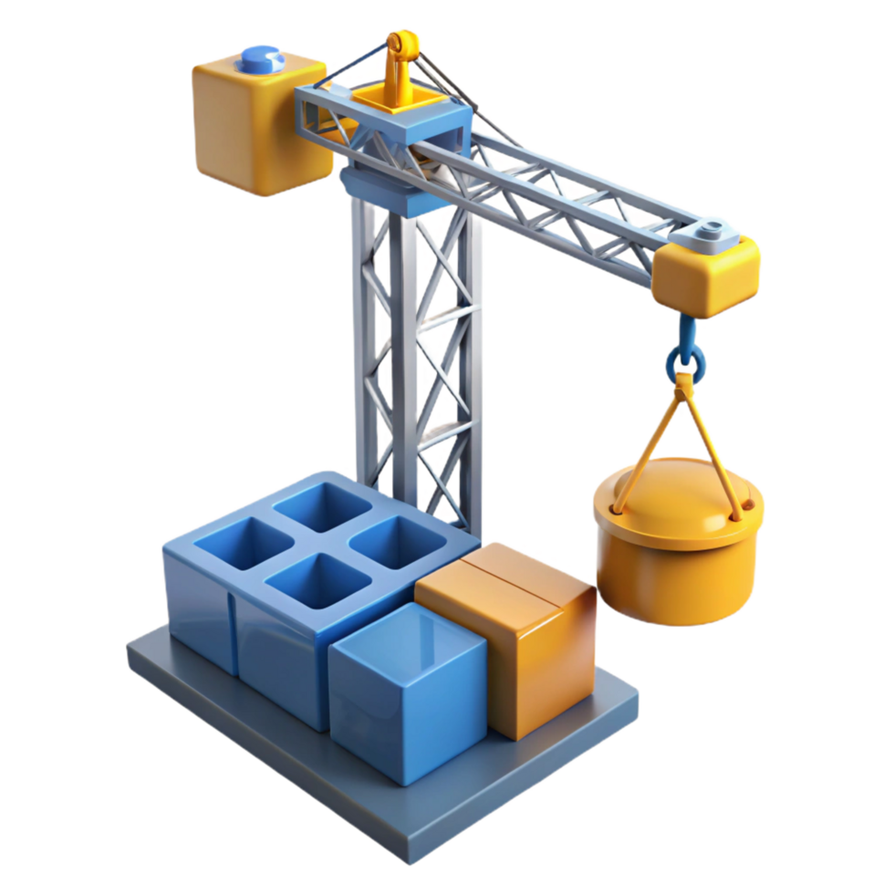 elegant traditional Construction technology crane lifting materials authentic png