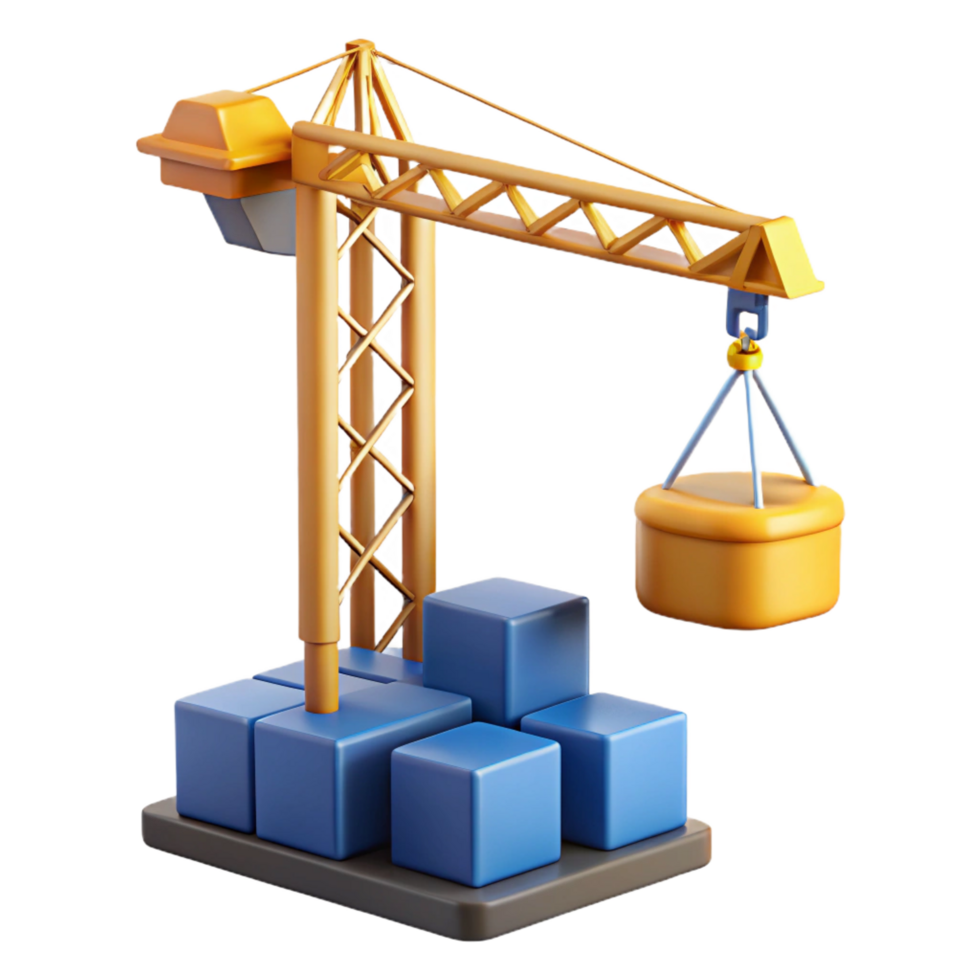 vibrant minimalist Construction technology crane lifting materials premium png