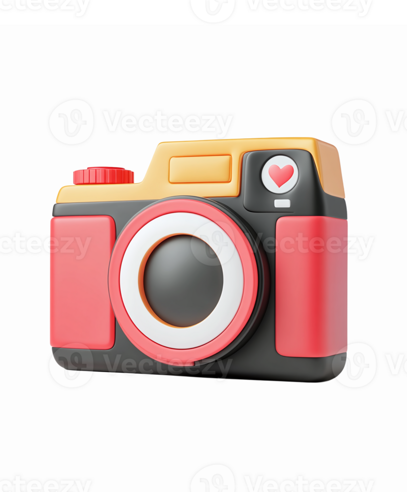 Colorful 3D Toy Camera with Heart Design for Childrens Fun and Learning png