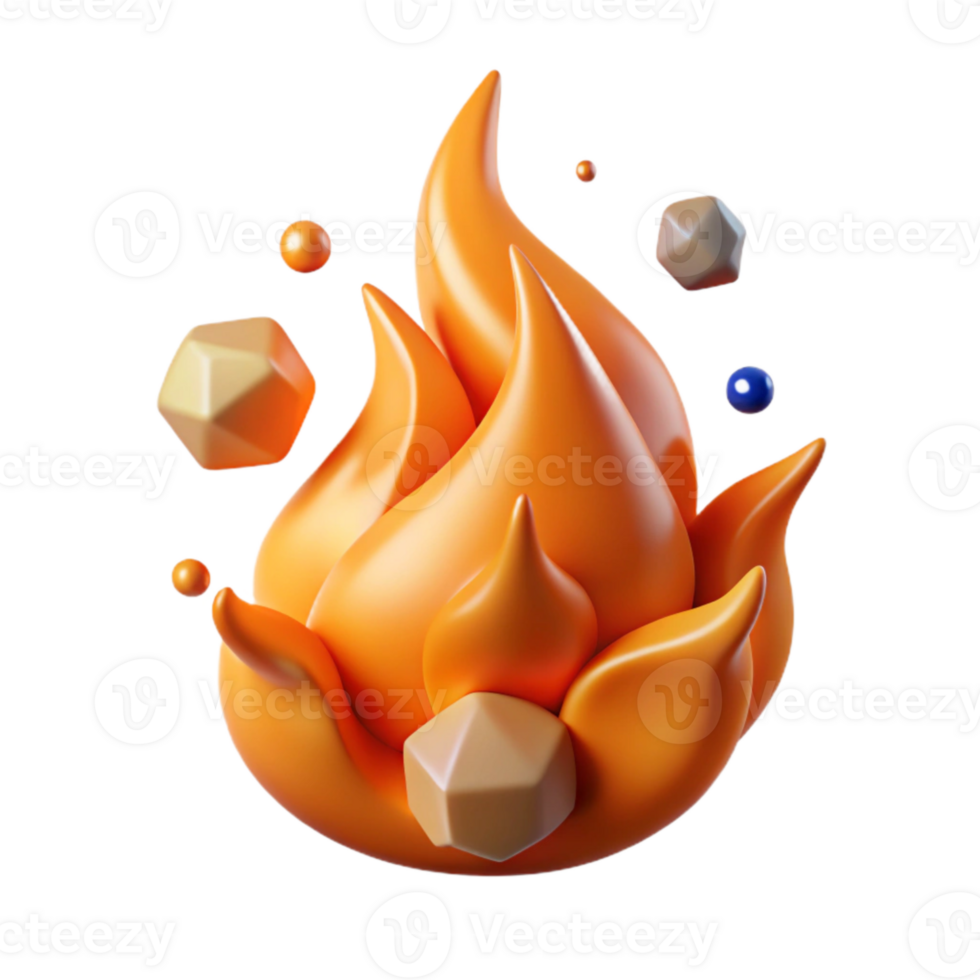 beautiful modern Orange Flame Isolated on Transparent Background premium png