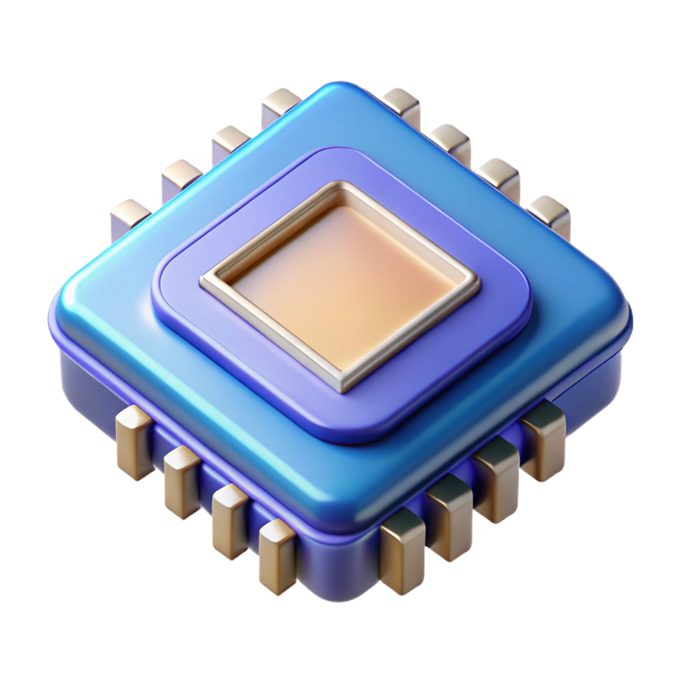 vibrant modern Quantum computing processor chip high quality png