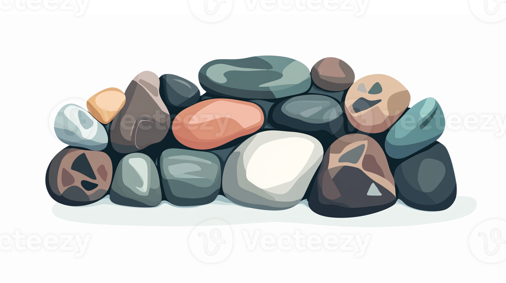 Colorful Smooth Stones Pile for Nature Background or Landscaping Design and Decorative Use png