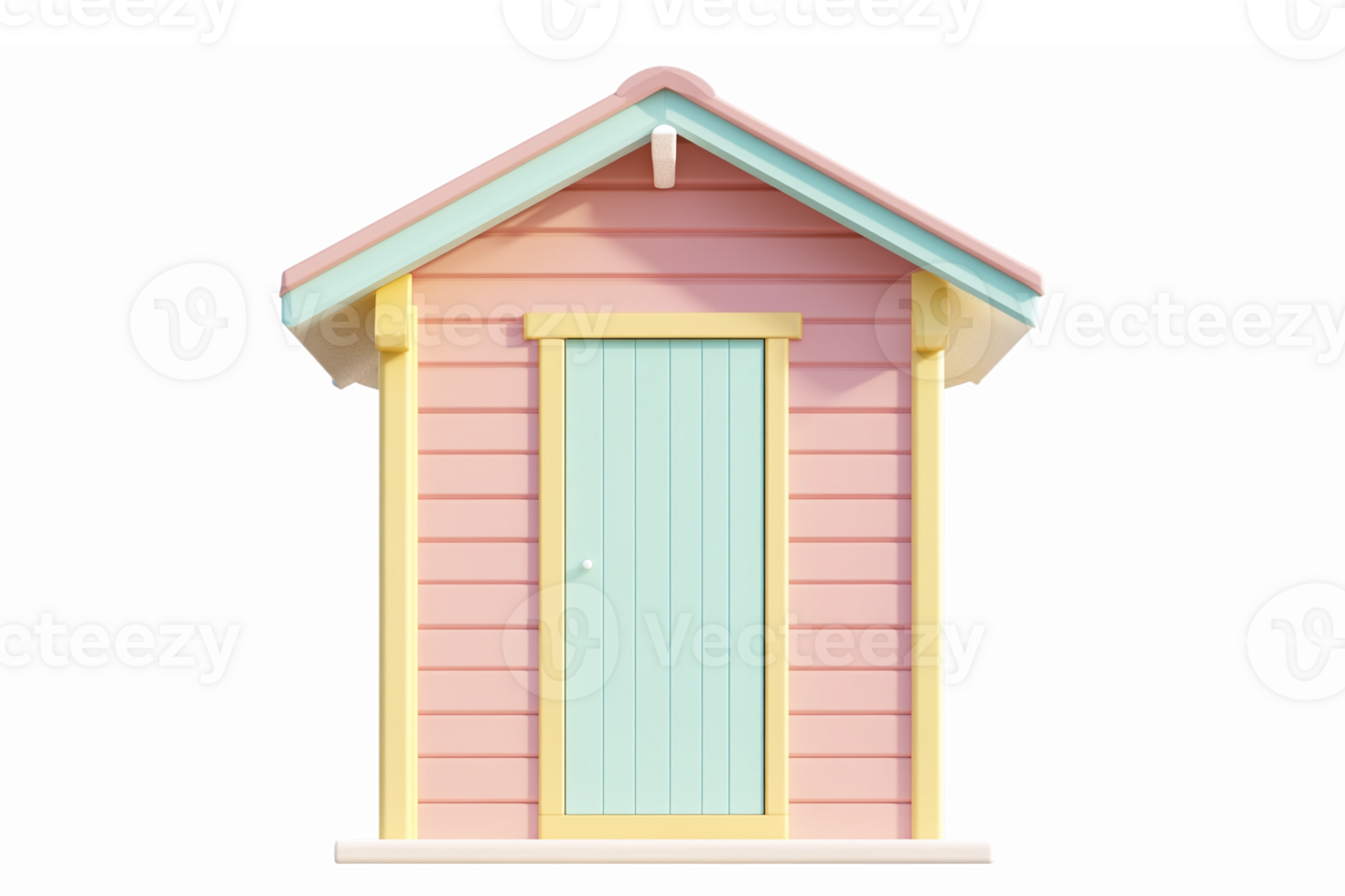 Colorful Beach Hut with Pastel Walls and Door for Summer Vacation Themes png