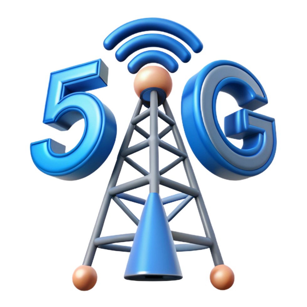 wonderful abstract 5G network tower transmitting data high quality png
