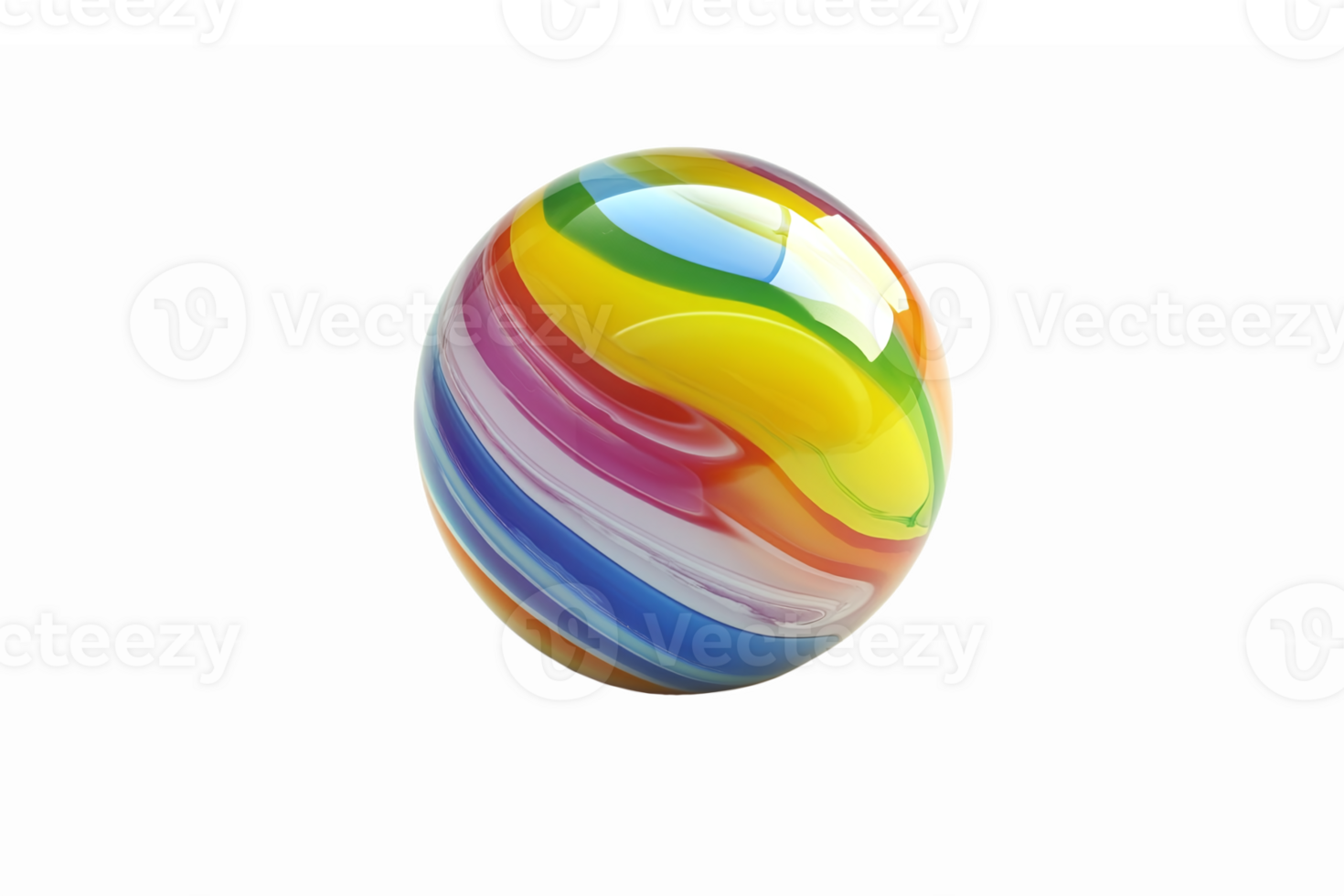 Colorful Swirled Glass Sphere With Bright Patterns Ideal for Decorative and Design Projects png