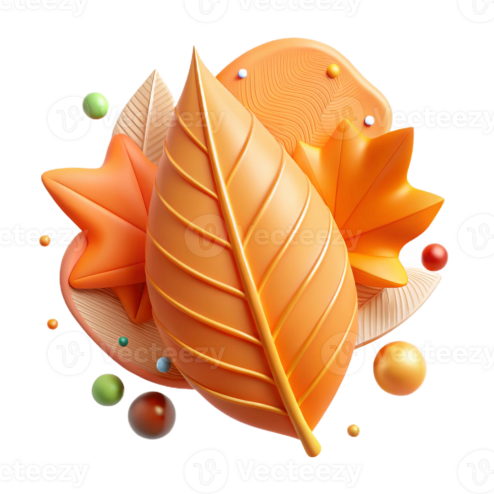 elegant creative Orange Leaf Cutout with Soft Edges detailed png