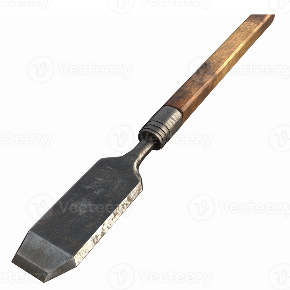 Realistic Carpenter Chisel Wooden Handle Tool for Woodworking and Crafting Projects png