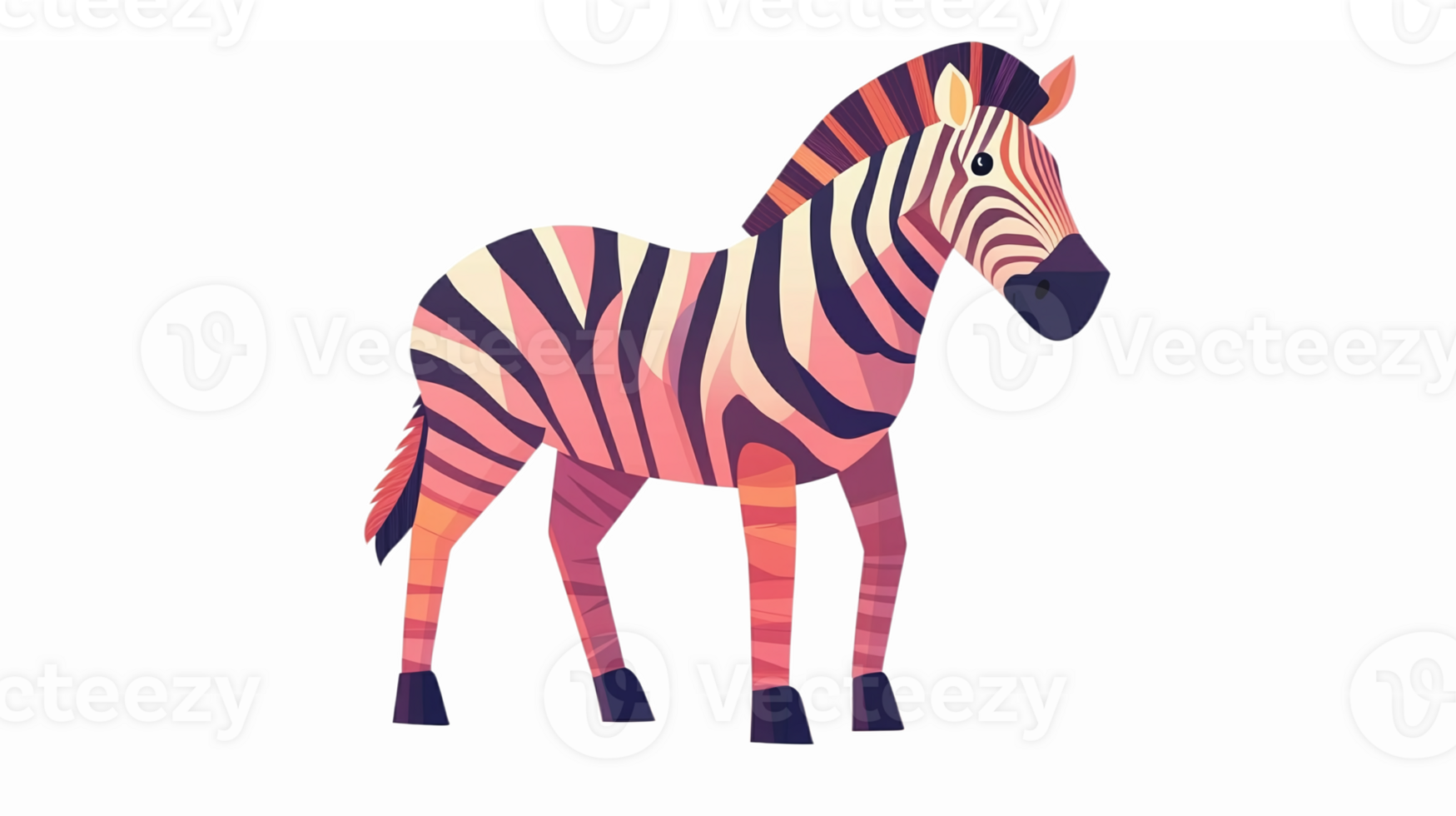 Colorful Cartoon Zebra Character with Vibrant Stripes and Friendly Expression png