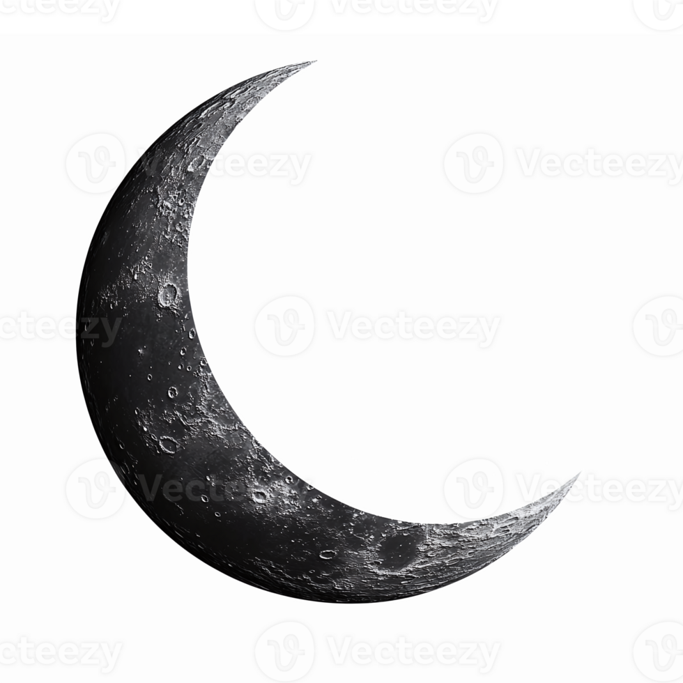 Realistic Crescent Moon Illustration on Transparent Background for Astrological Designs png