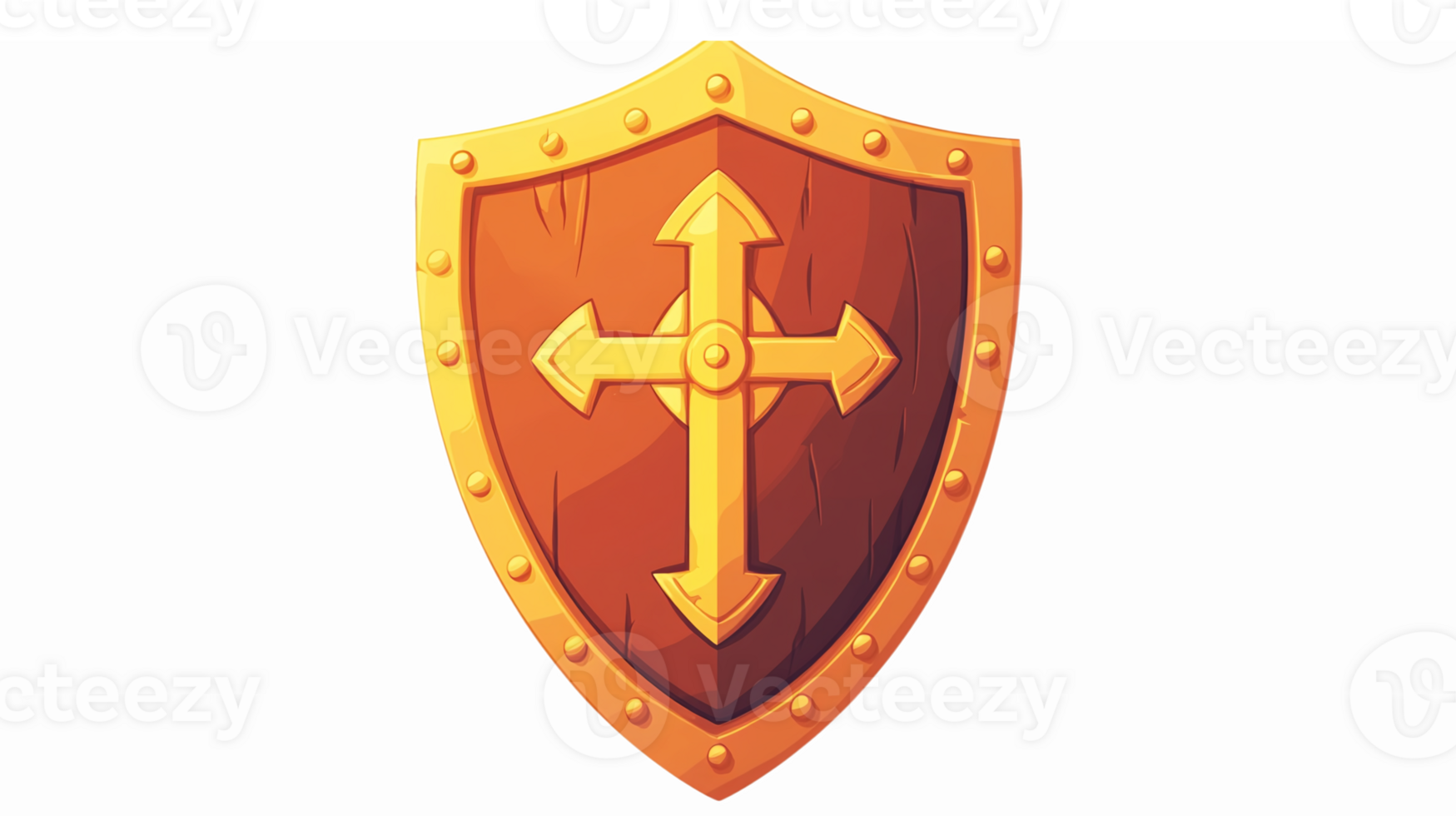 Colorful Medieval Shield with Cross Symbol for Games and Illustrations png