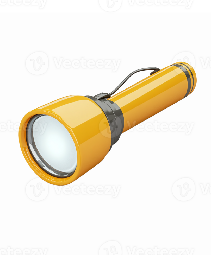 Bright Yellow Flashlight with Clear Lens Ideal for Camping Hiking and Emergency Preparedness png