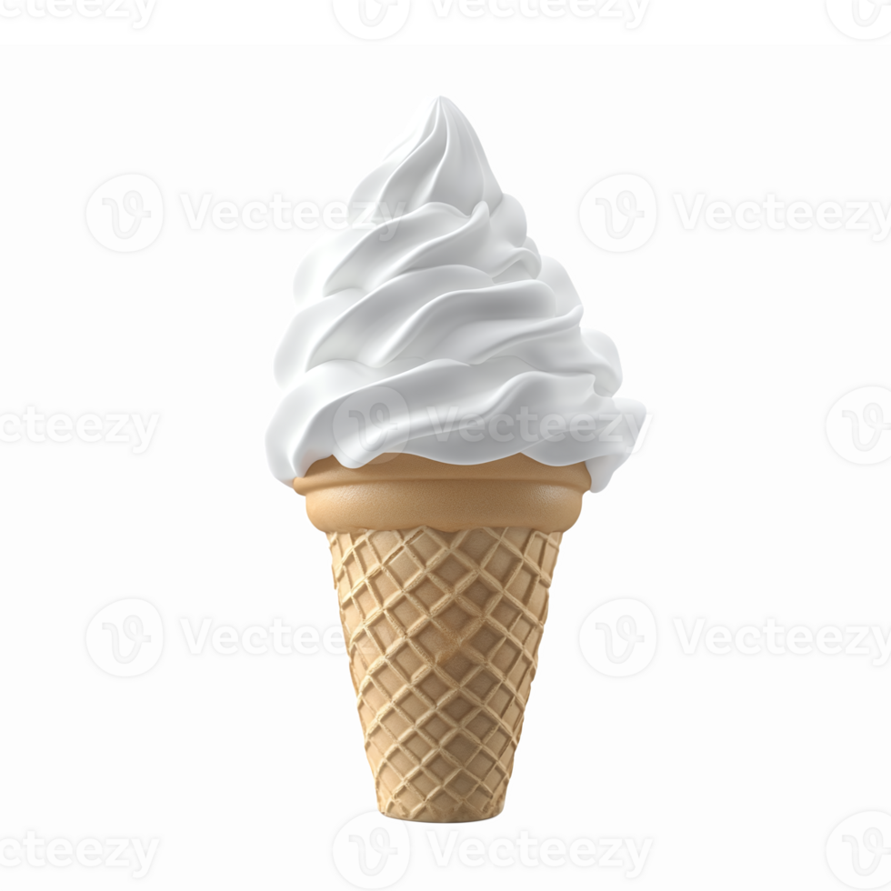 Delicious Creamy Soft Serve Ice Cream Cone on Transparent Background for Food Themes png