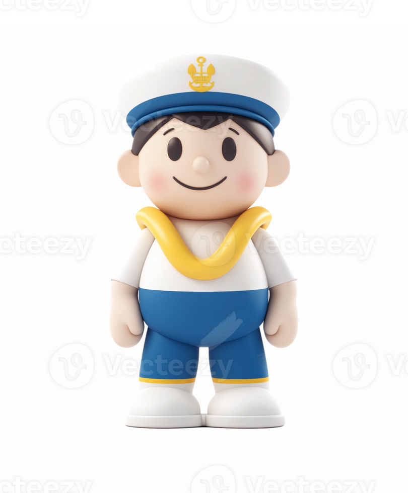 Cute Sailor Character in Whimsical Outfit with Hat and Collar for Childrens Designs png