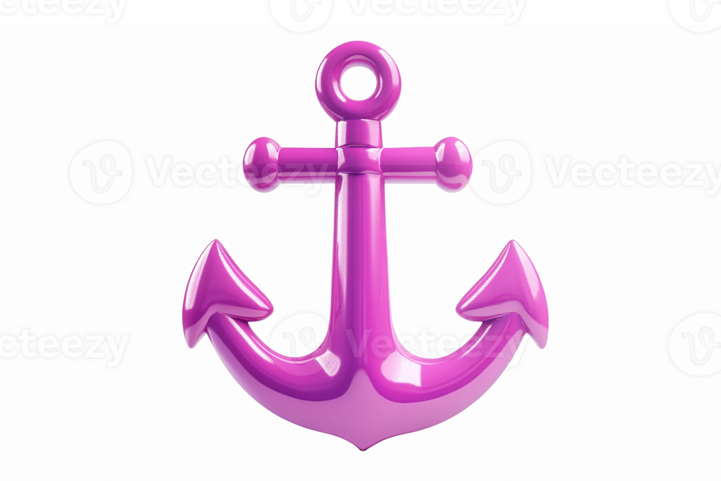Vibrant Pink Anchor with Glossy Finish for Nautical Themed Designs and Marine Applications png