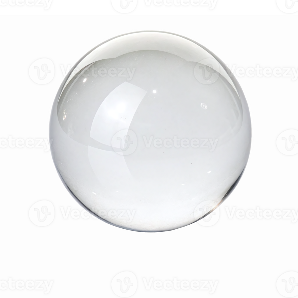 Clear Glass Sphere with Reflective Surface for Transparent Background Design Elements png