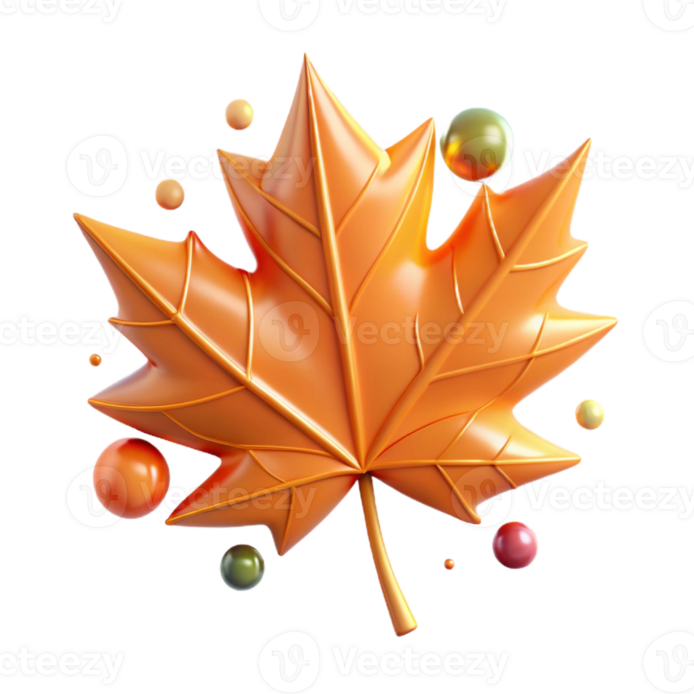 vibrant artistic Orange Maple Leaf Isolated on Transparent Background png