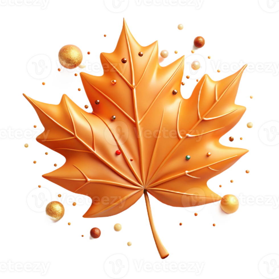 impressive classic Orange Maple Leaf Underside View Isolated on White png