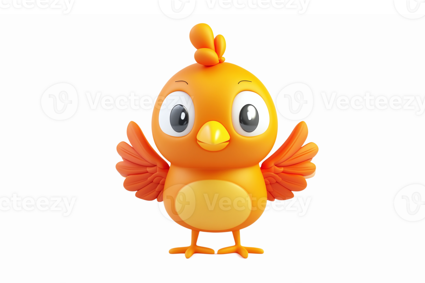 Cute Orange Cartoon Bird Character with Wings and Big Eyes Perfect for Kids Illustrations png