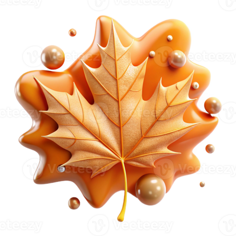 serene modern Orange Maple Leaf with Veins Isolated on White exclusive png