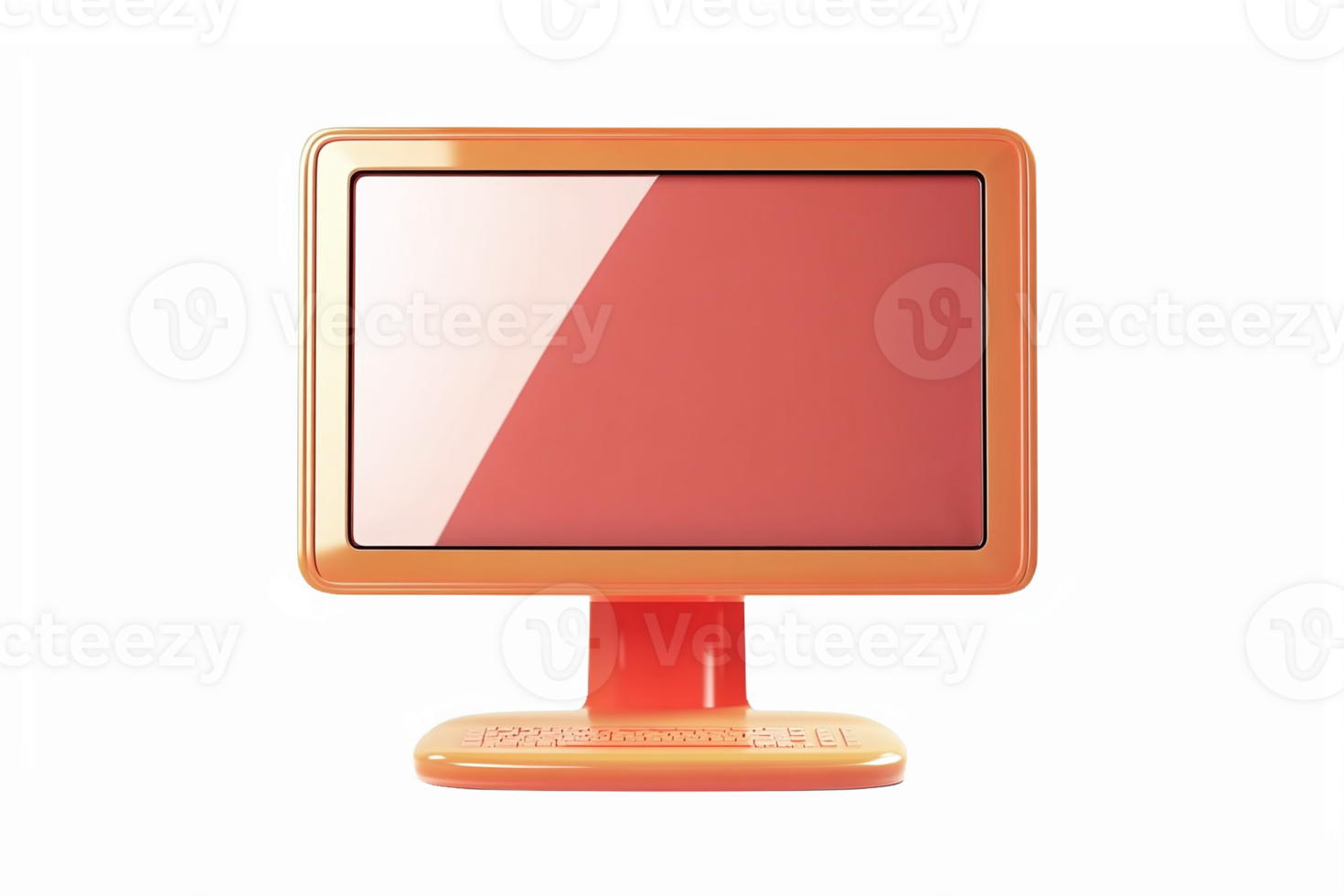 Vibrant Retro Computer Monitor with Orange Frame and Screen Display for Digital Projects png
