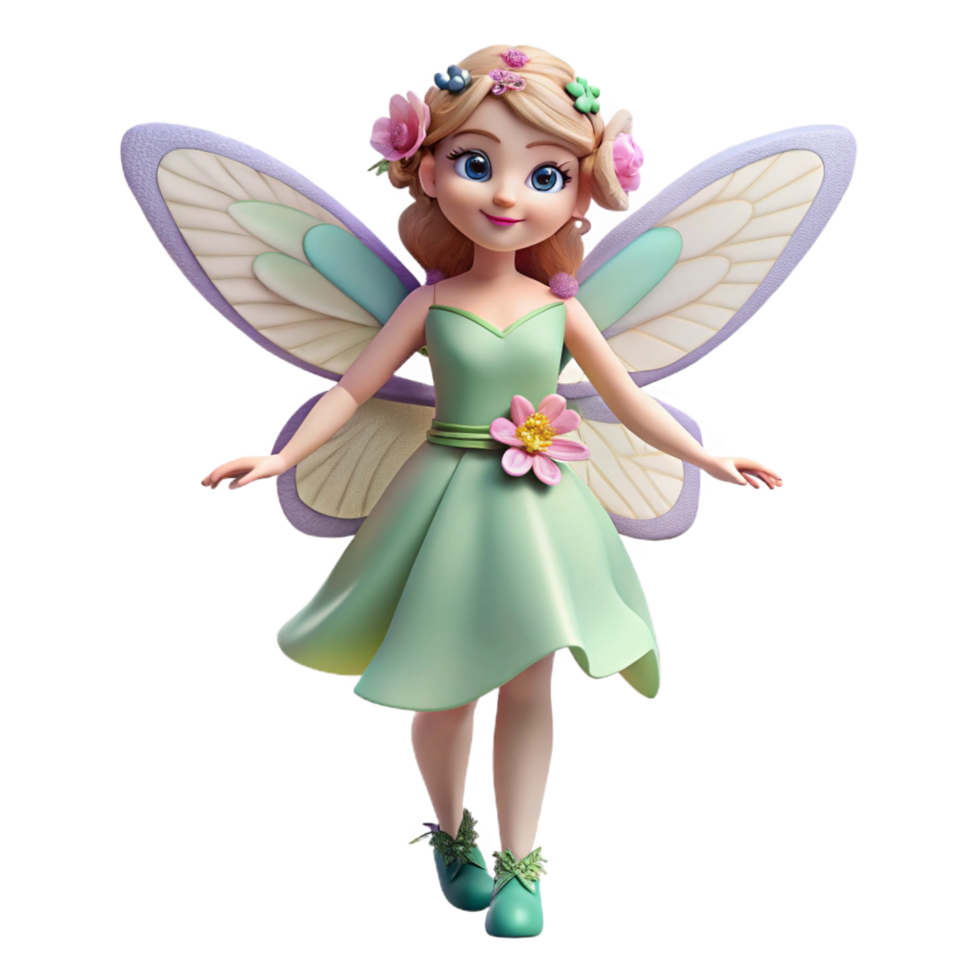wonderful rustic A beautiful fairy, delicate wings, flower crown authentic png