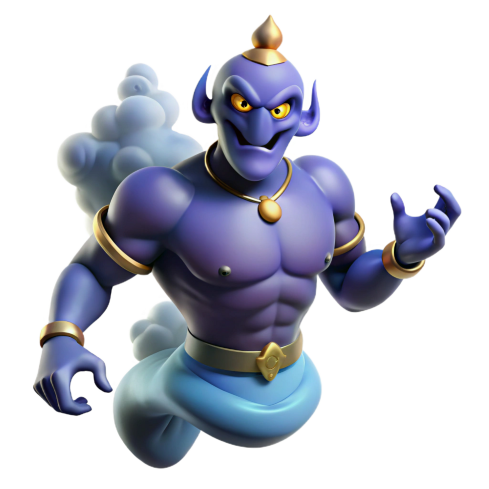 elegant creative A powerful djinn, smoky form, glowing eyes authentic png