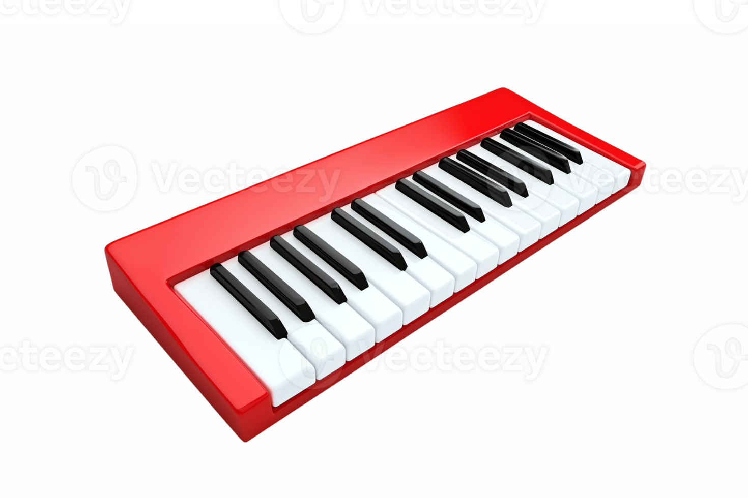Bright Red Melodica Keyboard with Black and White Keys for Music Education and Performance png
