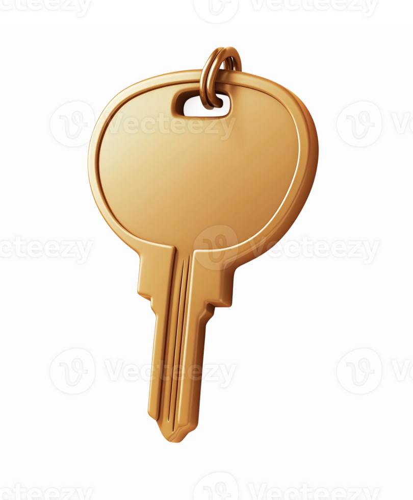 Golden Key with Transparent Background for Secure Home and Office Access png