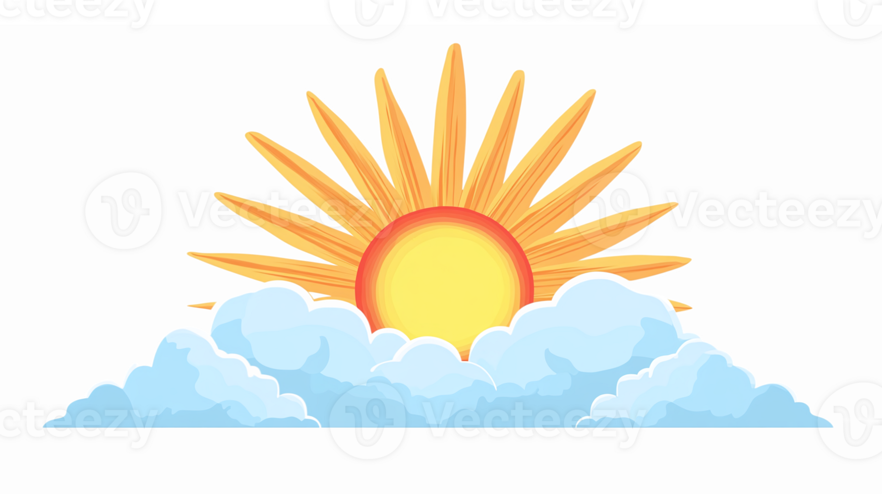 Vibrant Sunrise Over Fluffy Clouds Ideal for Nature Illustrations and Design Projects png