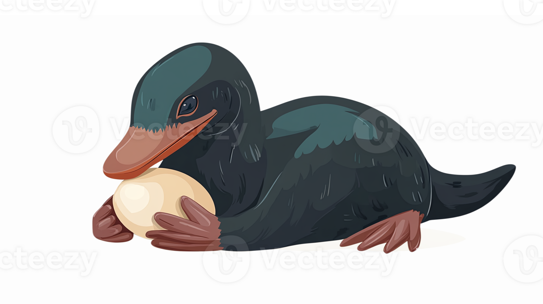 Charming Cartoon Creature Nesting on Egg with Rich Textures and Vivid Colors for Childrens Media png