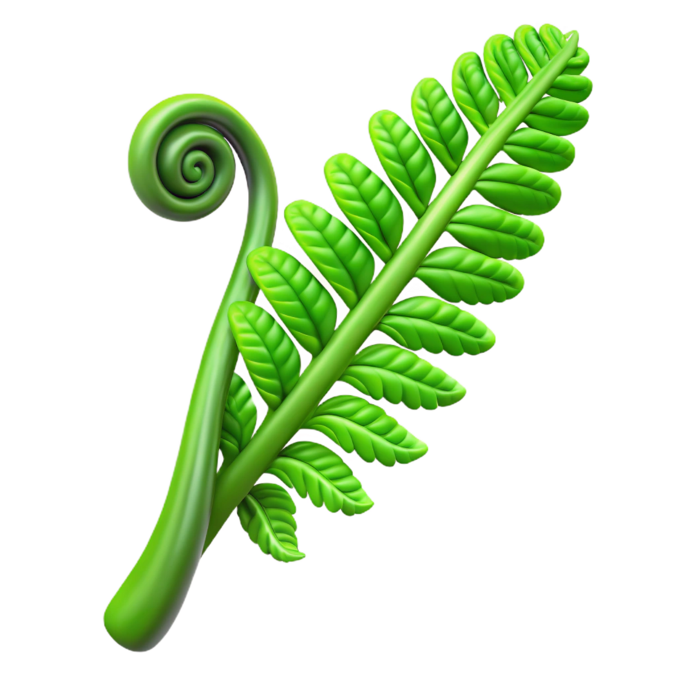impressive minimalist Green fern frond unfurling premium png