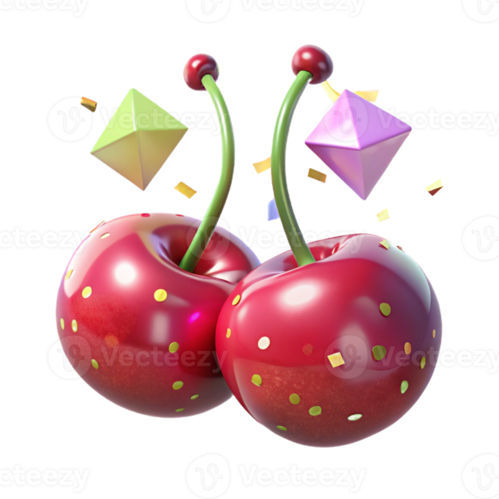beautiful artistic Pair of Cherries Cutout on Transparent Background original png