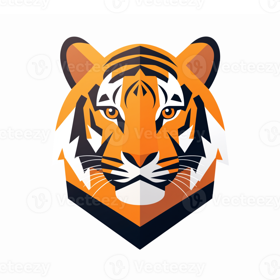 Fierce Stylized Tiger Head Logo with Bold Colors for Wildlife Conservation and Branding png