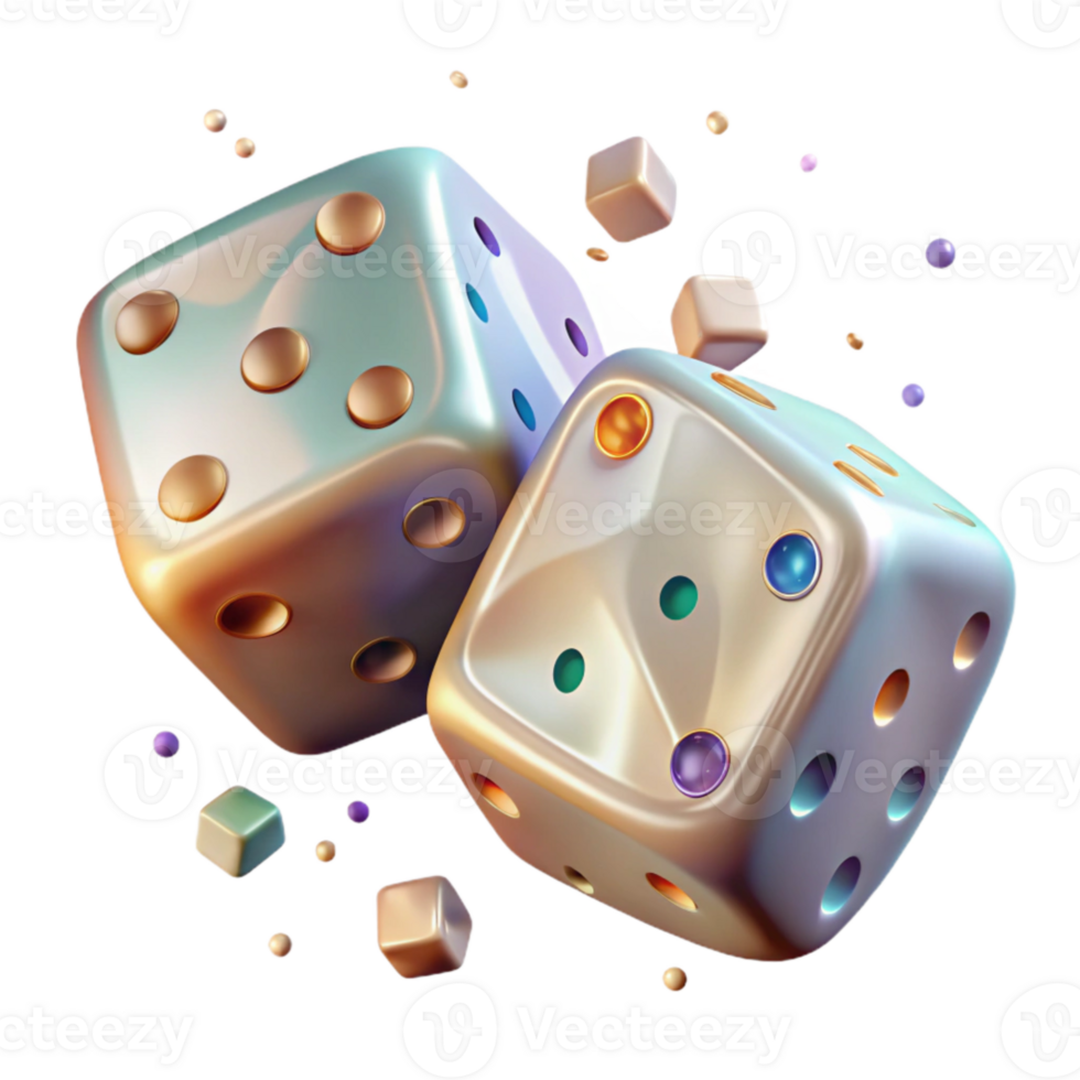 vibrant abstract Pair of Dice Showing Sixes Isolated detailed png