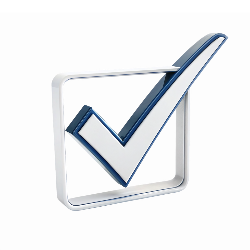 3D Check Mark in a Square Shape for Approval Confirmation and Success Symbol png