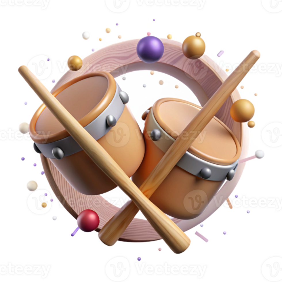 beautiful contemporary Pair of Drumsticks Isolated with Wooden Tips detailed png