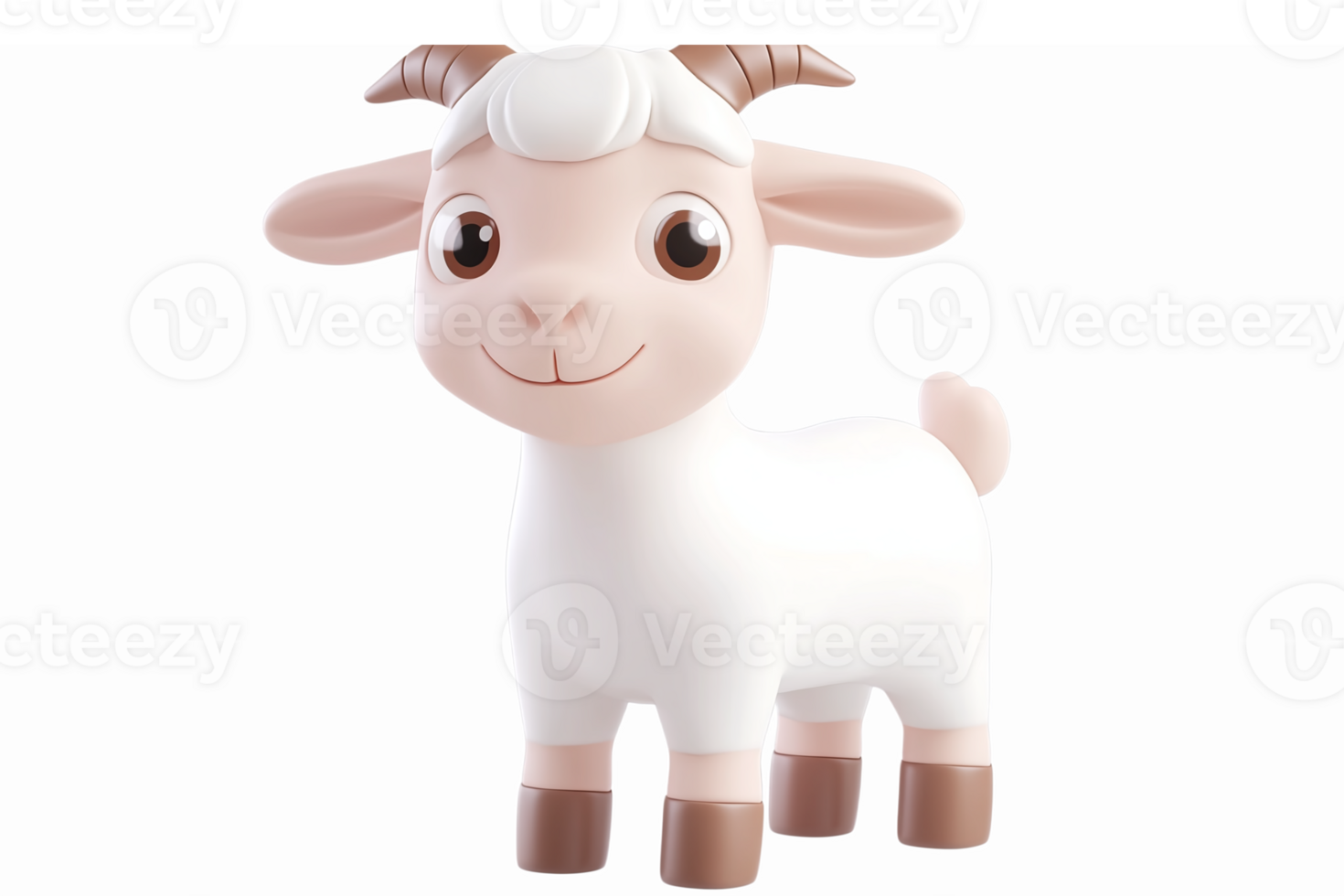 Cute Cartoon Goat Character with Playful Expression and Friendly Appearance png