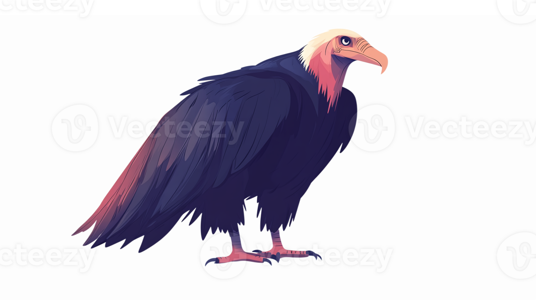 Majestic Vulture Standing with Colorful Feathers on Transparent Background for Nature Designs png