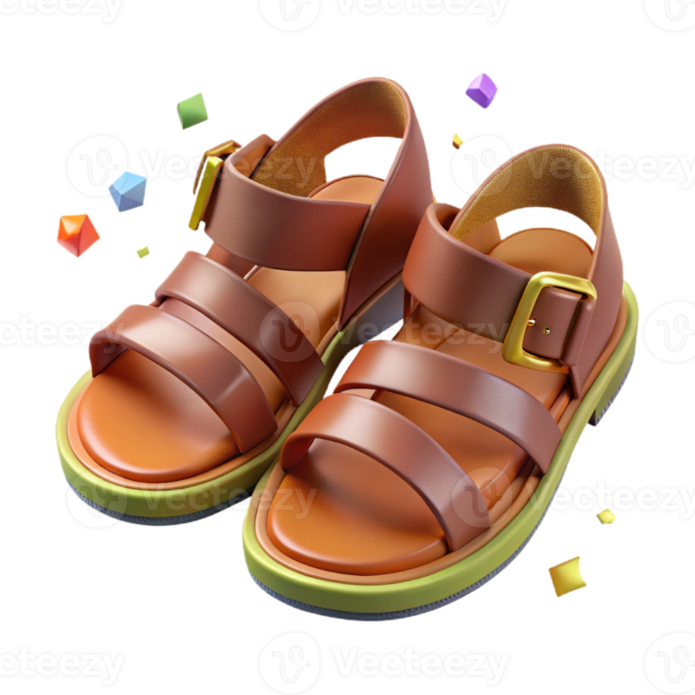 stunning classic Pair of Sandals Brown Leather Straps Isolated Cutout original png